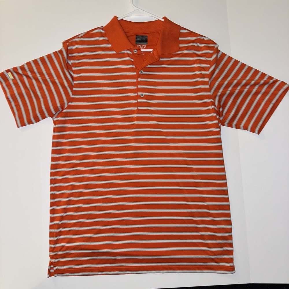 Men's Medium Greg Norman ML75 Play Dry Men's Striped Performance Golf Polo